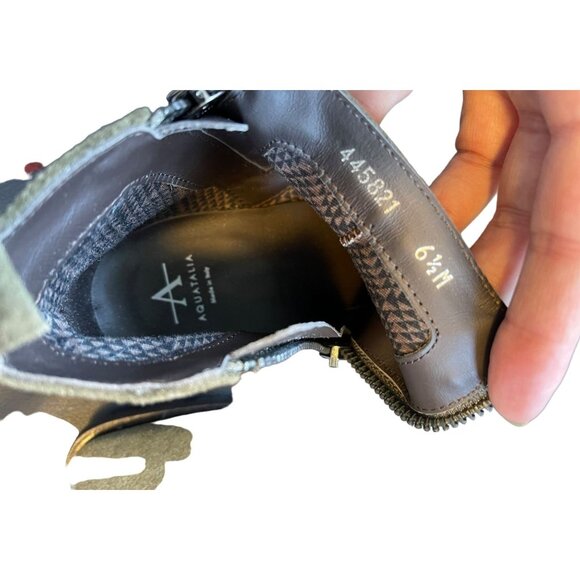 NEW Aquatalia 6.5 Fantina Dual Zip Boots Ankle Booties Olive Green Suede - Picture 6 of 8